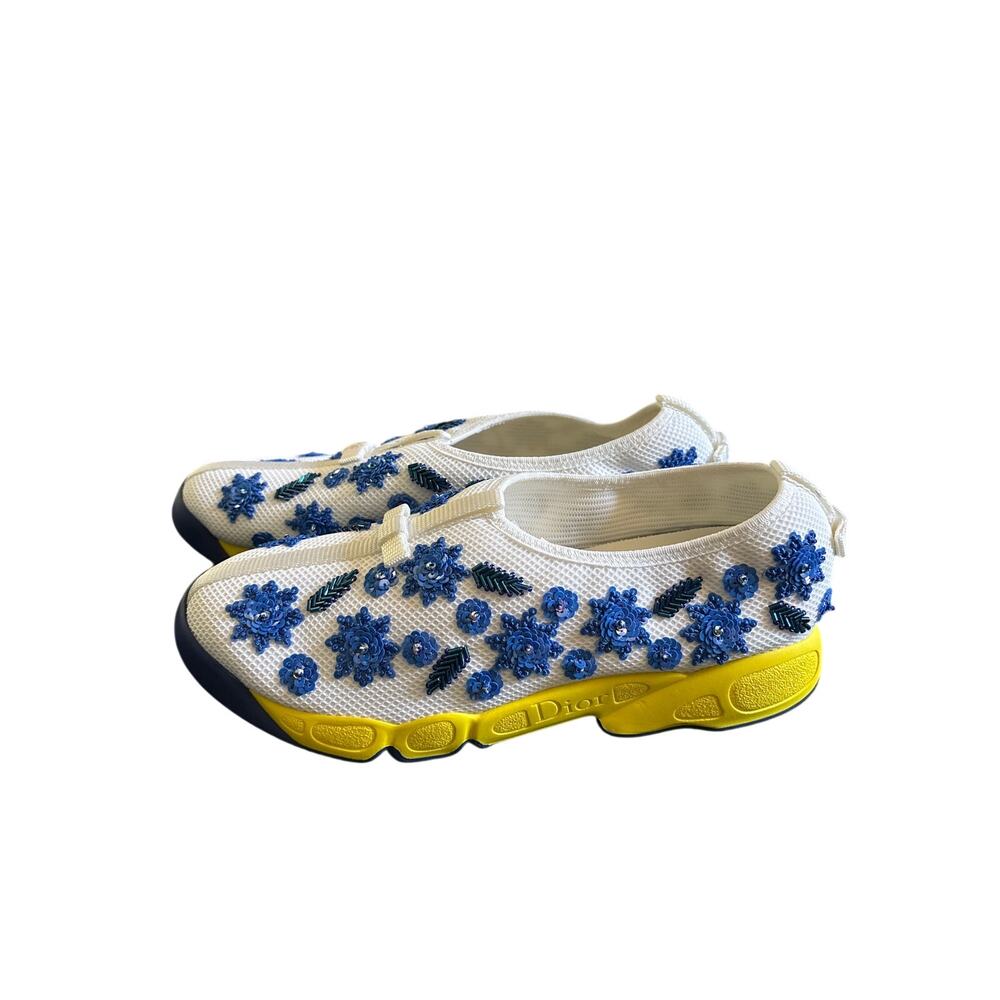 Christian Dior Fusion Blue Floral Crystal Embroidered Mesh Sneaker EU 39 NEW - Picture 10 of 13